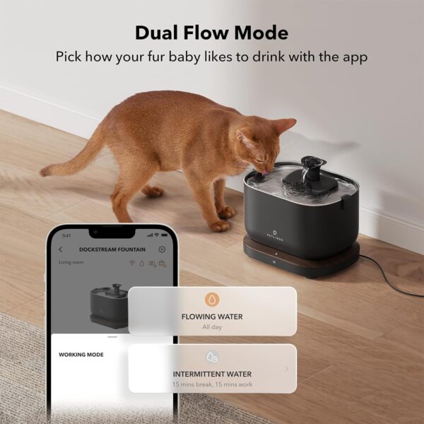 PETLIBRO App Monitoring Cat Pet Water Fountain with Wireless Pump, 2.5L/84oz Dockstream Pet Water Fountain for Cats Inside, Automatic Cat Water Dispenser with 2.4GHz Wi-Fi, App Control - Image 7